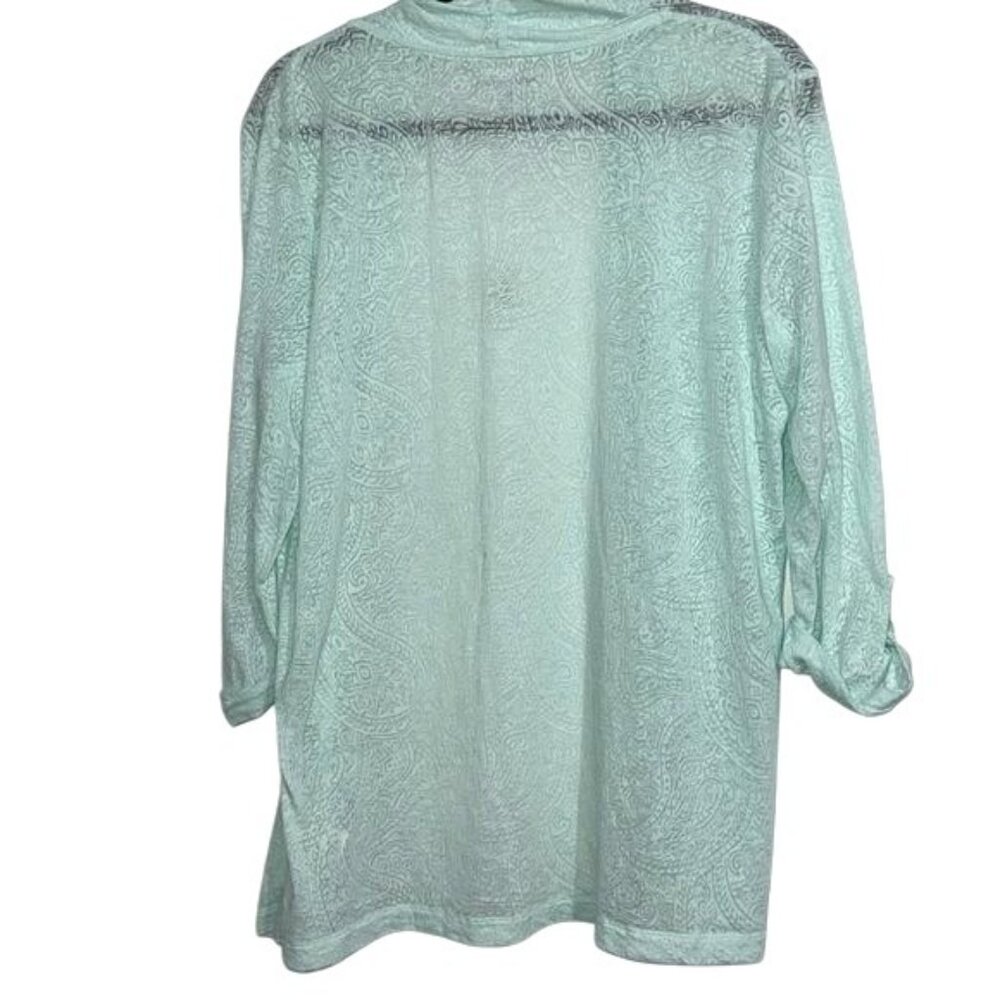 Croft & Barrow XL Mint Green Paisley Cardigan - Picture 5 of 6